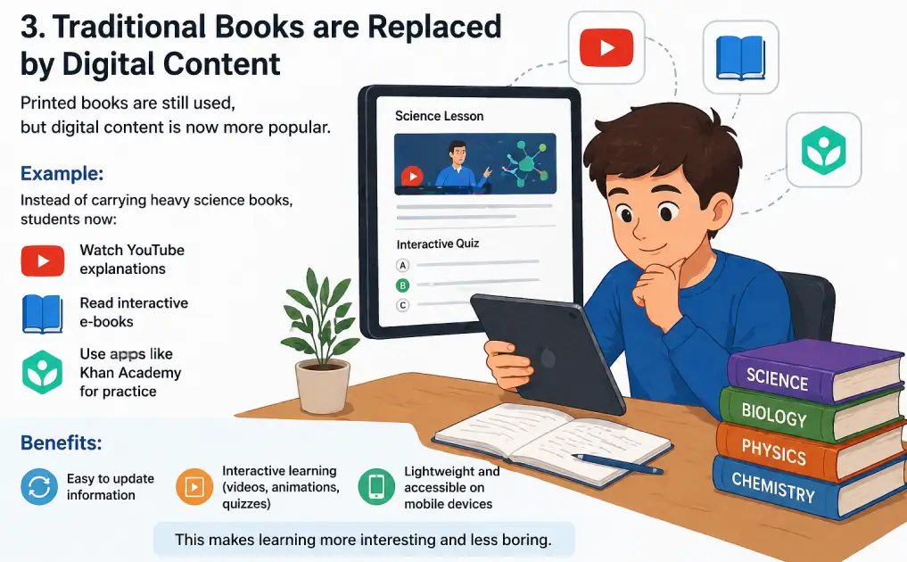 Student using tablet for digital learning with e-books, YouTube lessons, and online education apps in 2026