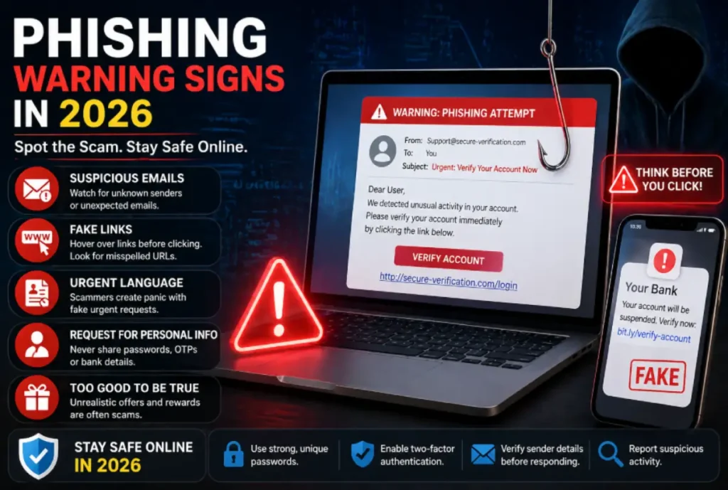 How to Stay Safe Online in 2026 (Most People Ignore These Risks) 3 warning signs of phishing scam in 2026 and how to stay safe online