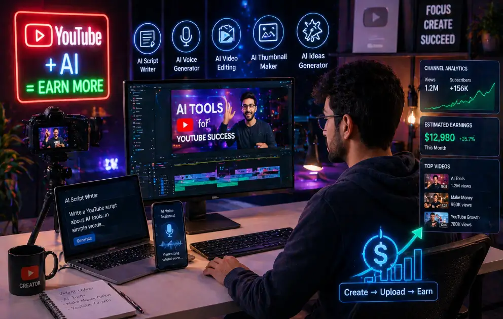 How to Earn Money Online Using AI Tools 4 YouTube automation using AI tools for content creation and online earning ideas