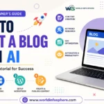 How to Start a Blog with AI tutorial showing AI-powered blogging, content creation, SEO optimization, WordPress setup, keyword research, and online blogging success.